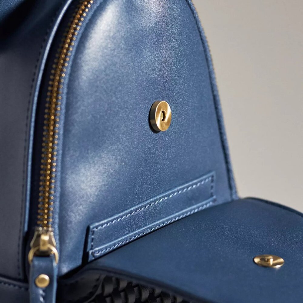 New NWT Anthropologie Urban Outfitters Liberty Sling Bag Blue Vegan Leather - Picture 2 of 6